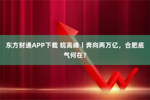 东方财通APP下载 皖高峰丨奔向两万亿，合肥底气何在？