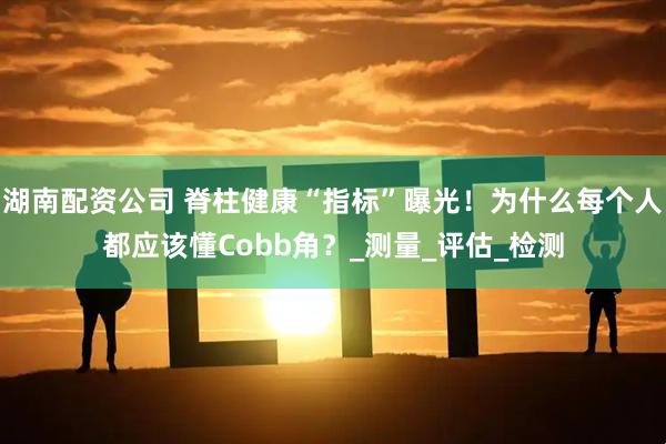 湖南配资公司 脊柱健康“指标”曝光！为什么每个人都应该懂Cobb角？_测量_评估_检测